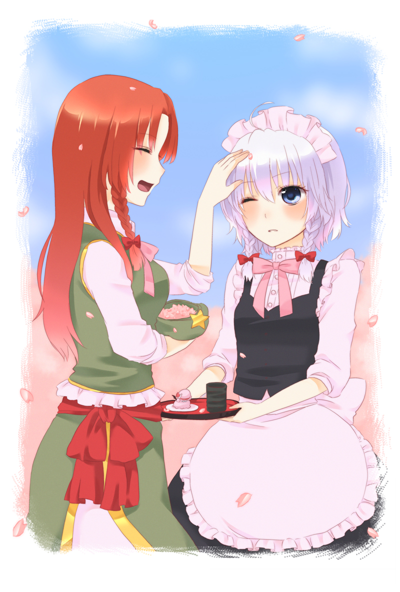 remilia scarlet, izayoi sakuya, and hong meiling (touhou) drawn by chitose_(usacan)