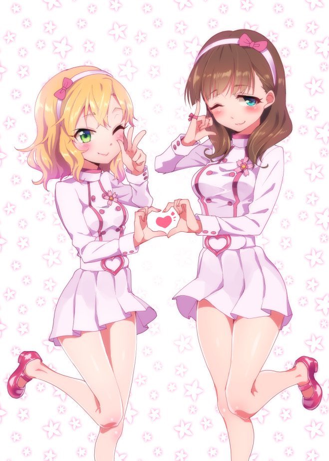 sakurai momoka and sakuma mayu (idolmaster and 1 more) drawn by hakkaku_shikimi