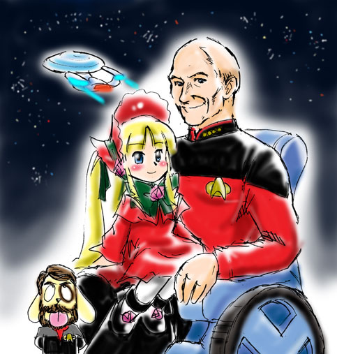 shinku, kunkun, charles xavier, jean-luc picard, patrick stewart, and 2 more (marvel and 4 more) drawn by kamishima_kanon