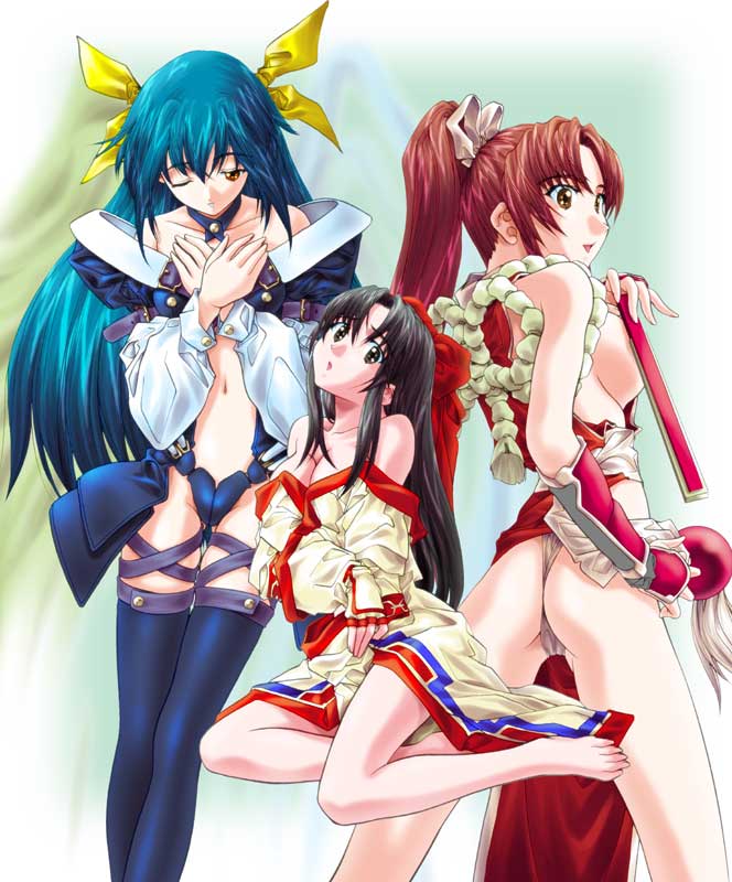 shiranui mai, dizzy, and nakoruru (guilty gear and 3 more) drawn by soyosoyo