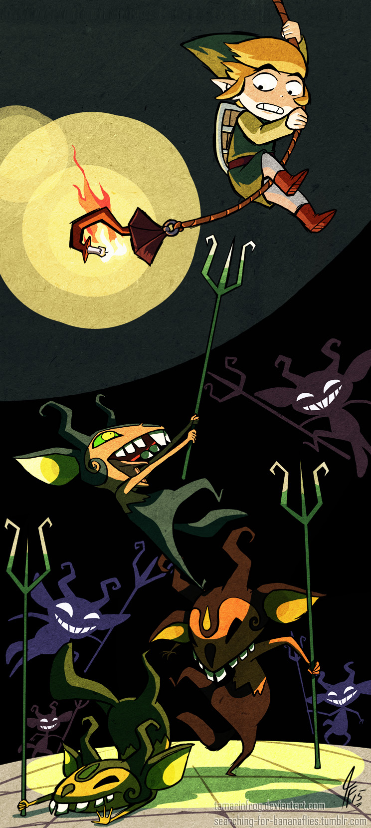 link, toon link, and miniblin (the legend of zelda and 1 more) drawn by tamarinfrog