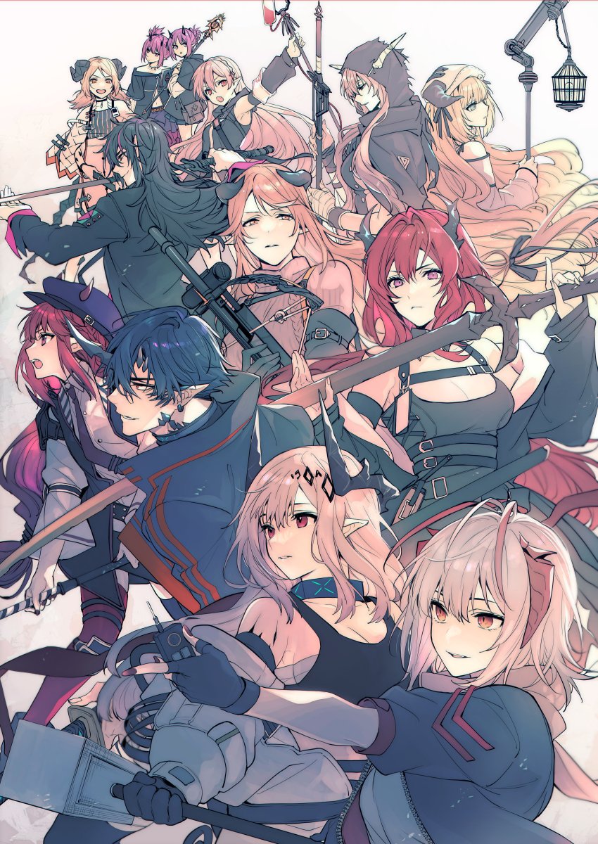 surtr, w, mudrock, ifrit, warfarin, and 8 more (arknights) drawn by toriyoshi
