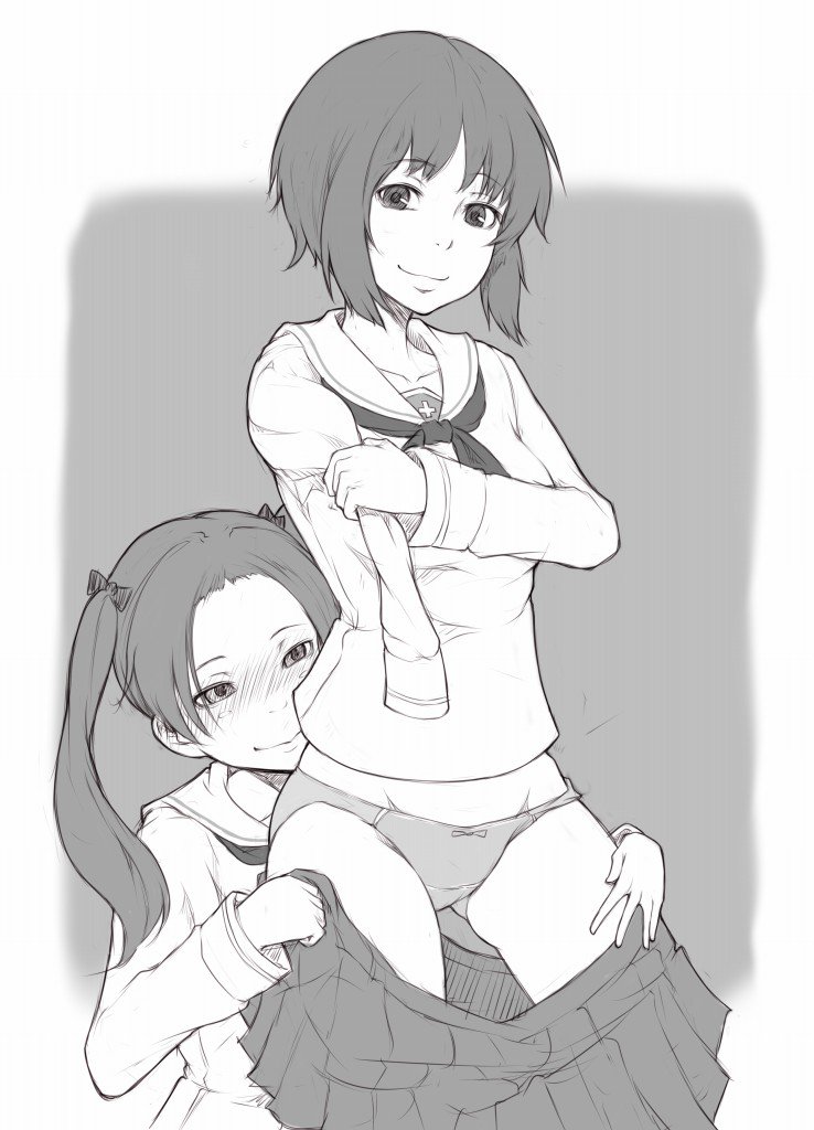nishizumi miho and kadotani anzu (girls und panzer) drawn by ina_(gokihoihoi)