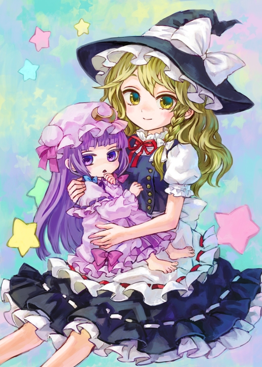 kirisame marisa and patchouli knowledge (touhou) drawn by ama-tou