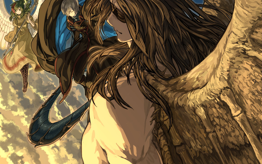 jure of healing, mani of machine, and opatos of earth (elona) drawn by harusame_(rueken)