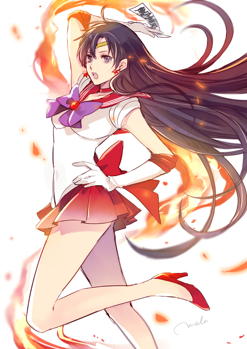 hino rei and sailor mars (bishoujo senshi sailor moon) drawn by melo_(m_0514)