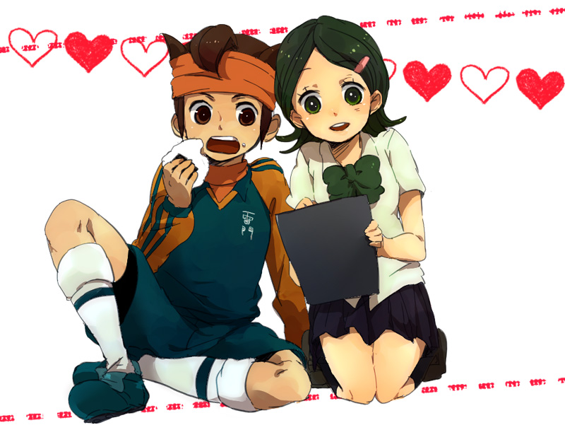 endou mamoru and kino aki (inazuma eleven) drawn by tomo_(sjim)