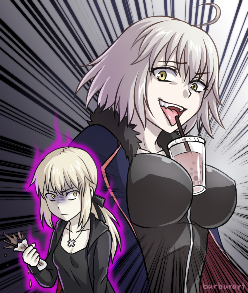 artoria pendragon, jeanne d'arc alter, and saber alter (fate and 1 more) drawn by burbur