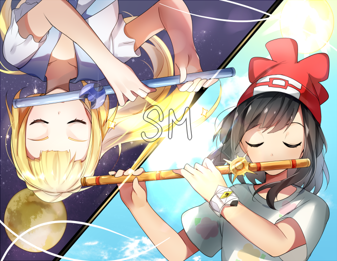 lillie and selene (pokemon and 1 more) drawn by yuhi_(hssh_6)