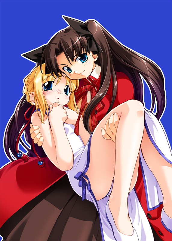 artoria pendragon, saber, and tohsaka rin (fate and 1 more) drawn by r-gray