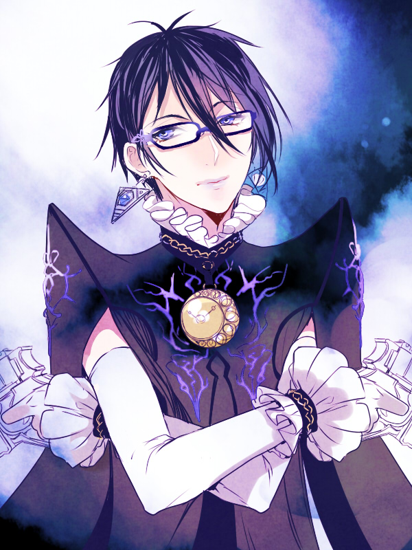 bayonetta and mikazuki munechika (touken ranbu and 2 more) drawn by zuwai_kani