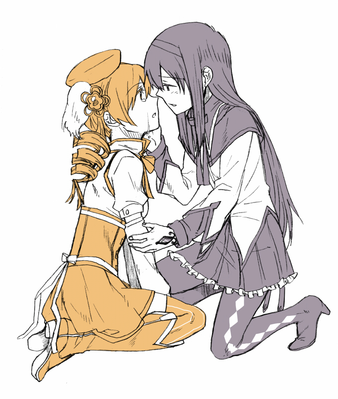 akemi homura and tomoe mami (mahou shoujo madoka magica) drawn by torinone