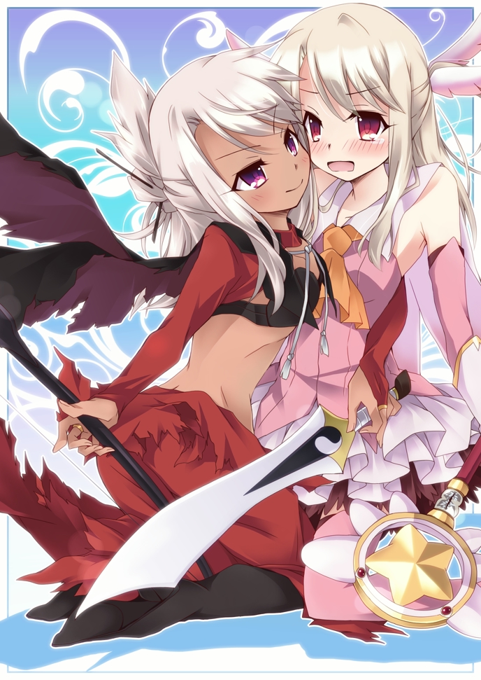 illyasviel von einzbern, chloe von einzbern, prisma illya, and magical ruby (fate and 1 more) drawn by nora-toro