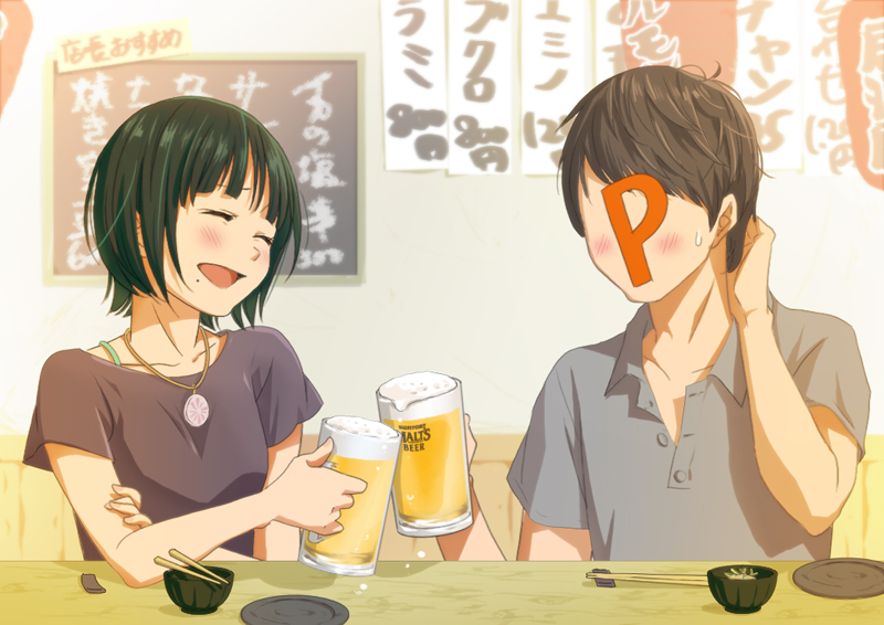 producer and otonashi kotori (idolmaster) drawn by yachiwo