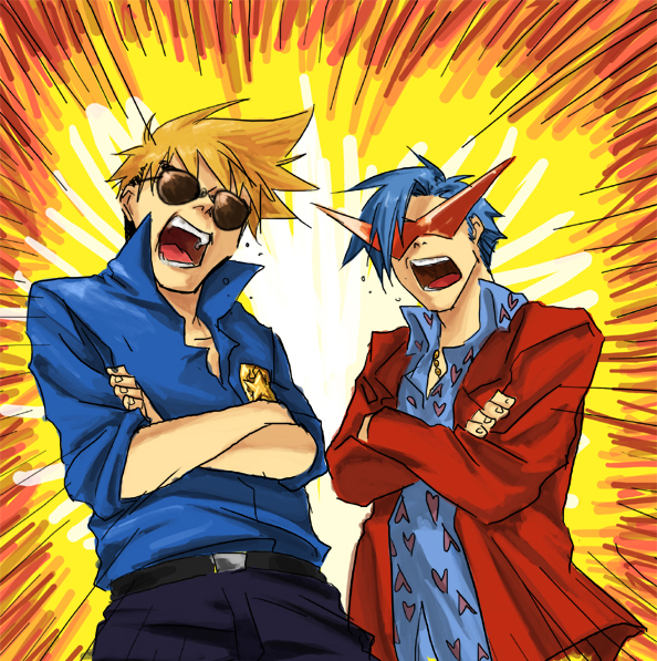 kamina and kittan bachika (tengen toppa gurren lagann and 2 more)