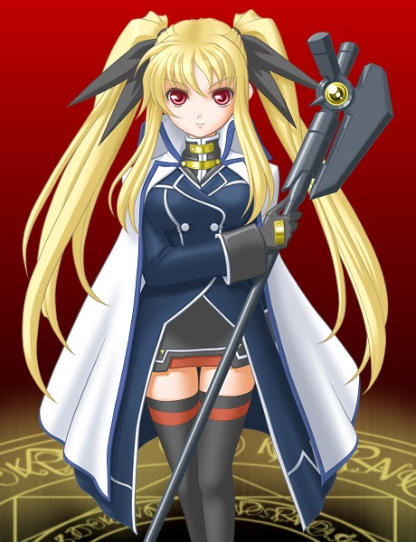 fate testarossa and bardiche (lyrical nanoha and 1 more) drawn by t2r