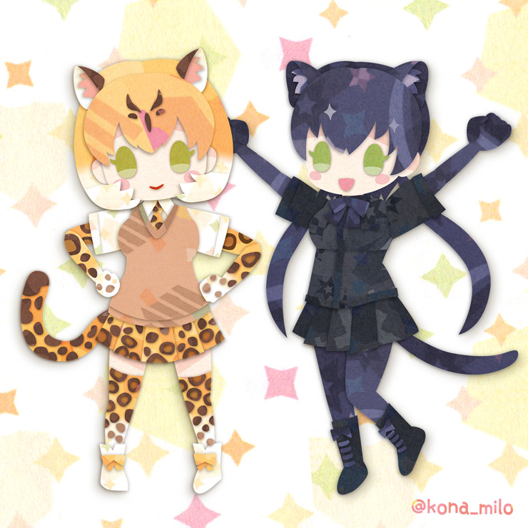 black leopard and leopard (kemono friends) drawn by kikuchi_milo