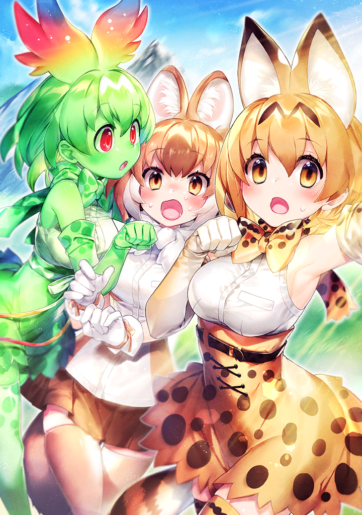 serval, dhole, and cellval (kemono friends and 1 more)