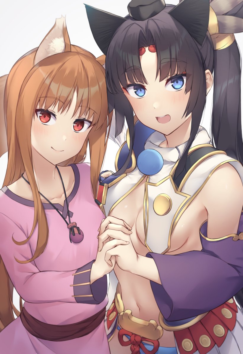 holo and ushiwakamaru (fate and 2 more) drawn by pinta_(ayashii_bochi)