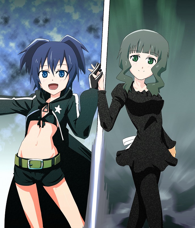 black rock shooter, dead master, kuroi mato, and takanashi yomi (black rock shooter) drawn by 1/3_(22335)