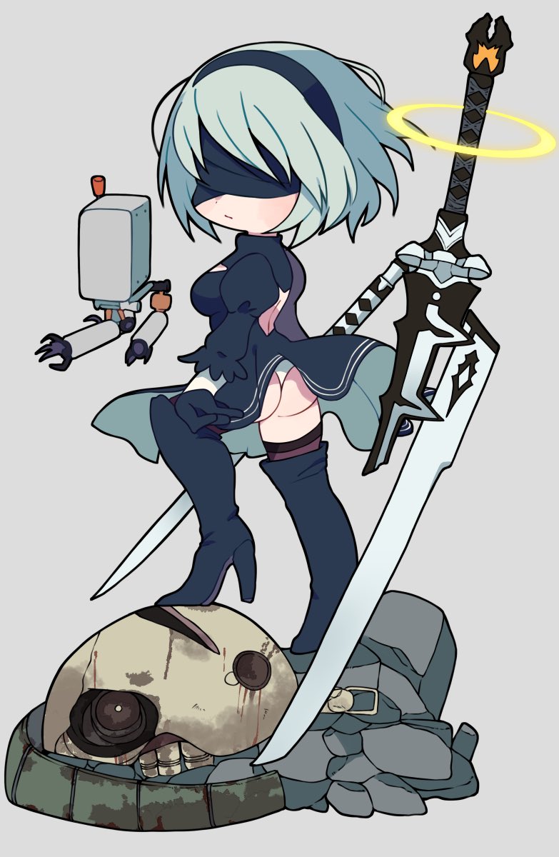 2b and pod (nier and 1 more) drawn by miyata_(lhr)