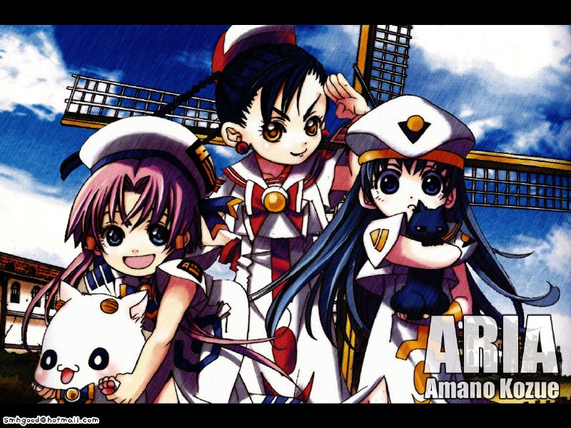 mizunashi akari, alice carroll, aika granzchesta, aria pokoteng, and hime granzchesta (aria) drawn by amano_kozue