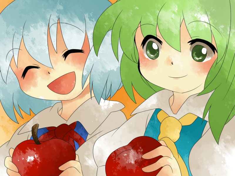 cirno and daiyousei (touhou) drawn by hammer_(sunset_beach)
