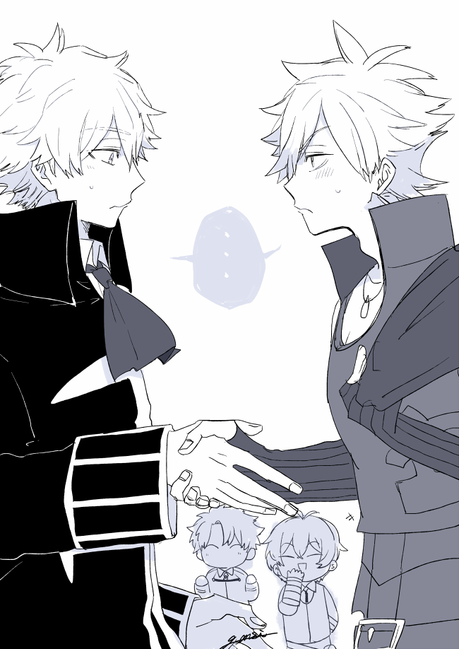 fujimaru ritsuka, robin hood, charles-henri sanson, and billy the kid (fate and 1 more) drawn by atomic15