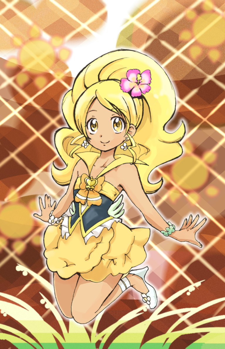 oomori yuuko, cure honey, and cure sunset (precure and 1 more) drawn by milton_(nontan-93bellcat)