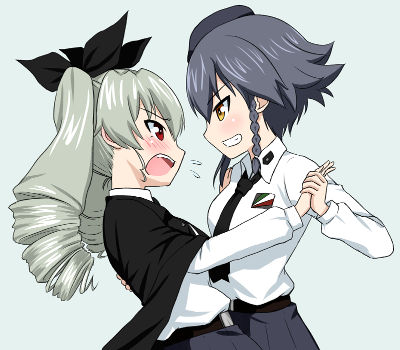 anchovy and pepperoni (girls und panzer) drawn by ruka_(piyopiyopu)