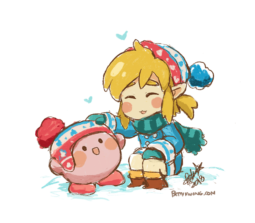 link and kirby (the legend of zelda and 3 more) drawn by bettykwong