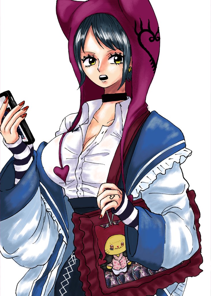 trafalgar law, donquixote rocinante, and law-chan (one piece) drawn by namnam_op