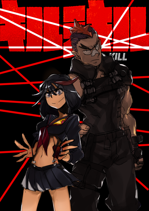 matoi ryuuko, senketsu, and kinagase tsumugu (kill la kill) drawn by ipgae
