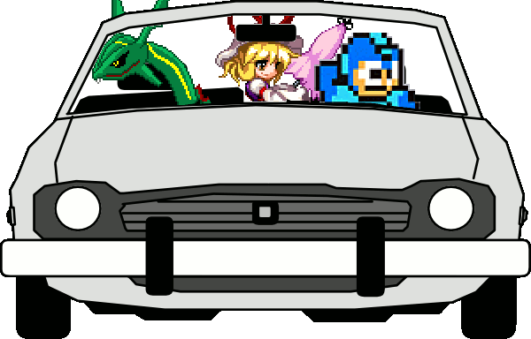 yakumo yukari, mega man, and rayquaza (touhou and 5 more)