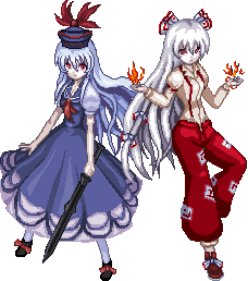fujiwara no mokou and kamishirasawa keine (touhou) drawn by unk_kyouso