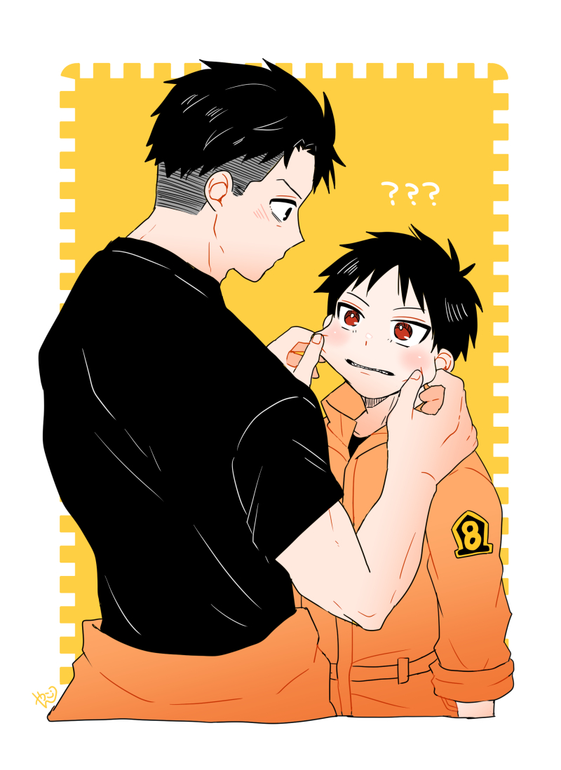 akitaru oubi and shinra kusakabe (en'en no shouboutai) drawn by x55555x