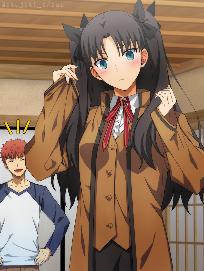tohsaka rin and emiya shirou (fate and 1 more) drawn by akujiki59