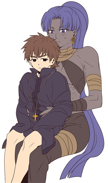 kotomine kirei, assassin, and female assassin (fate and 1 more) drawn by zihad