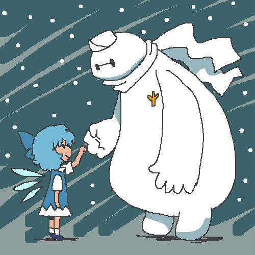 cirno, letty whiterock, and baymax (touhou and 1 more) drawn by onikobe_rin