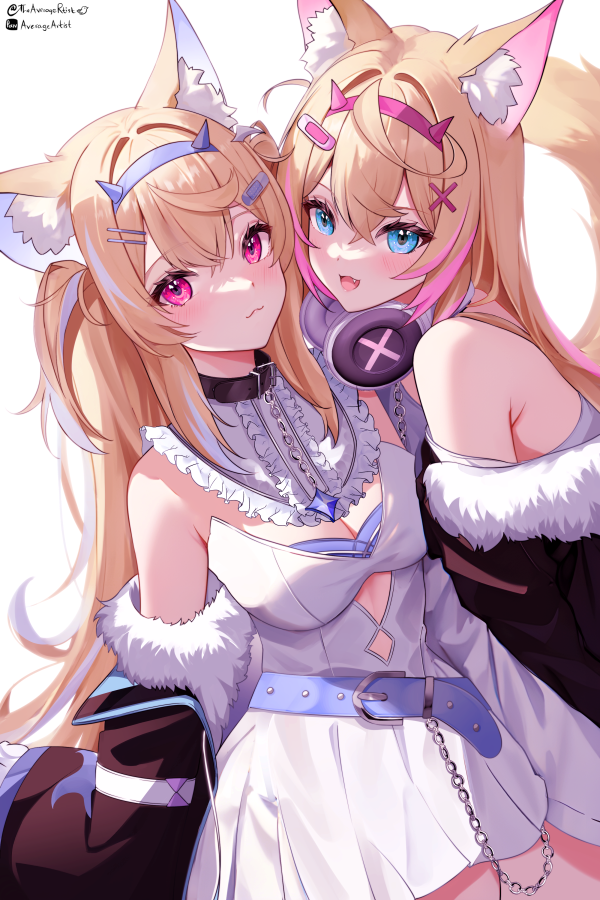 fuwawa abyssgard and mococo abyssgard (hololive and 1 more) drawn by yoko-chan_(mijizukeyoko)