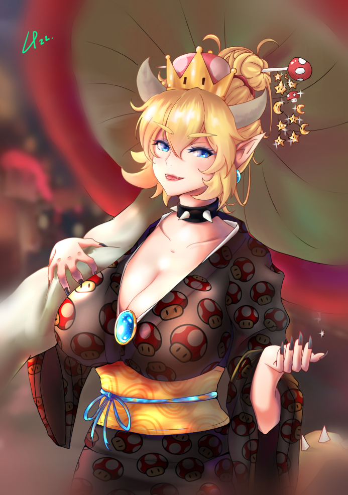 bowsette (mario and 1 more) drawn by 4zz