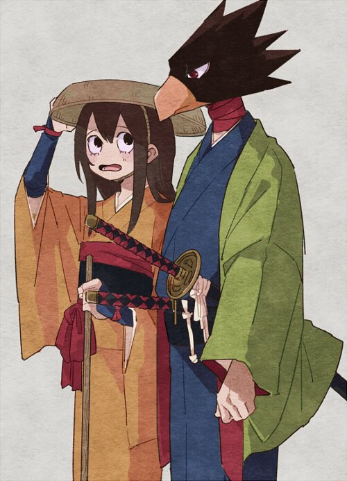 asui tsuyu and tokoyami fumikage (boku no hero academia) drawn by z8koo