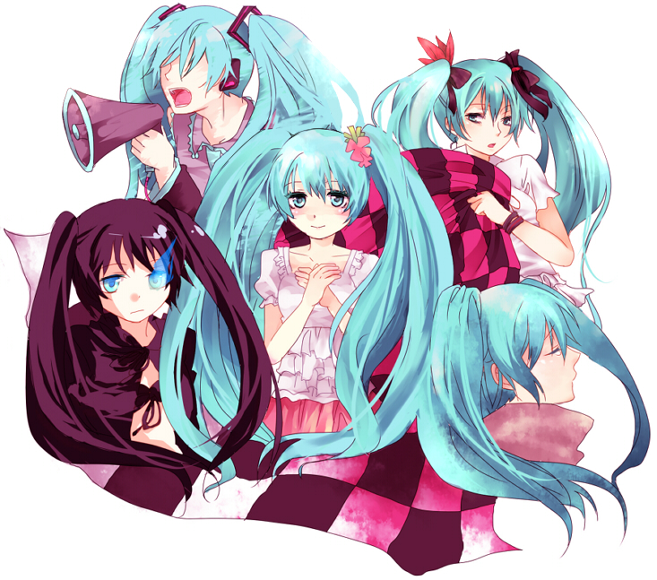hatsune miku and black rock shooter (vocaloid and 6 more) drawn by azu_(toulove)