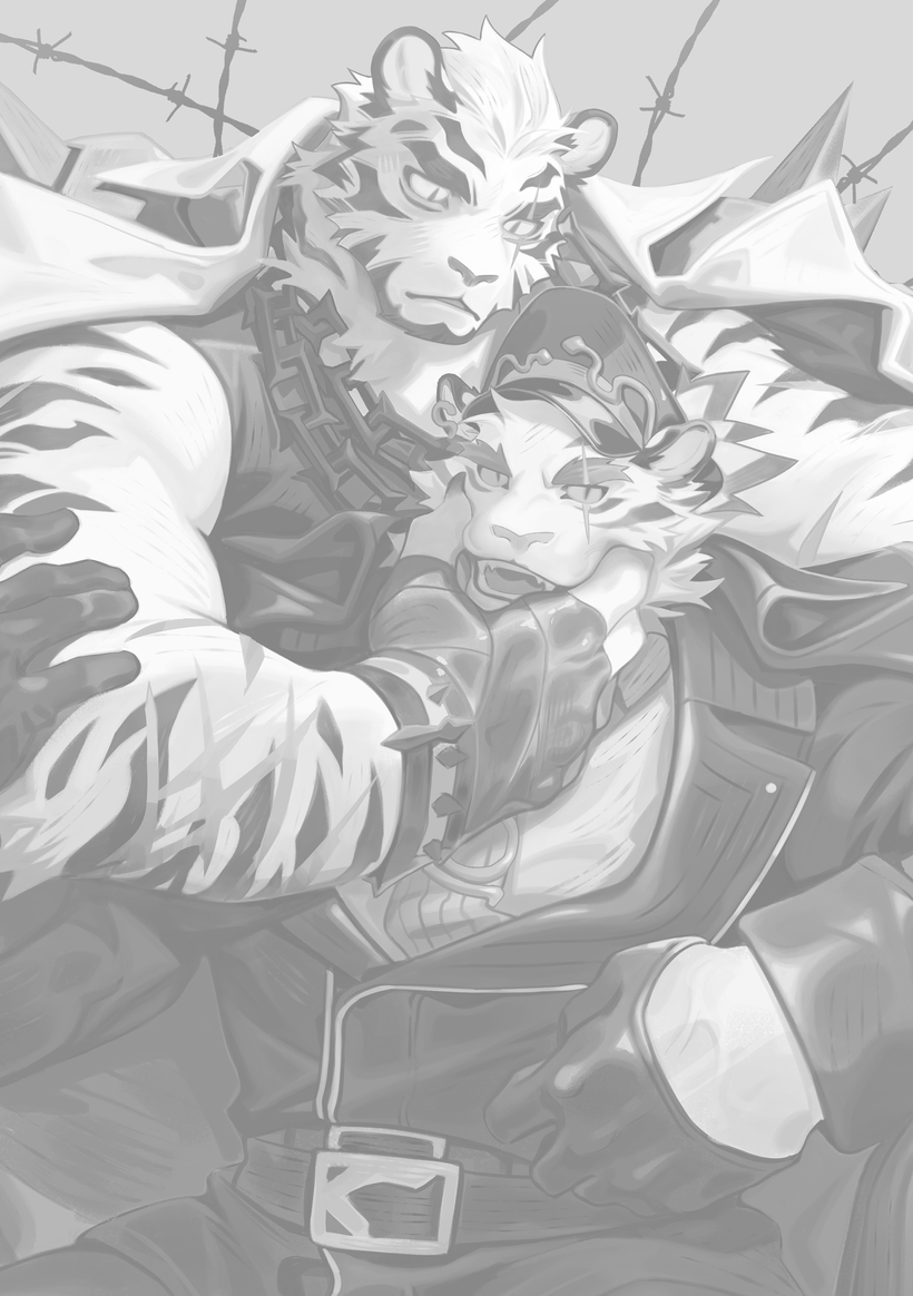 mountain and jin qiu (arknights and 1 more) drawn by neilos