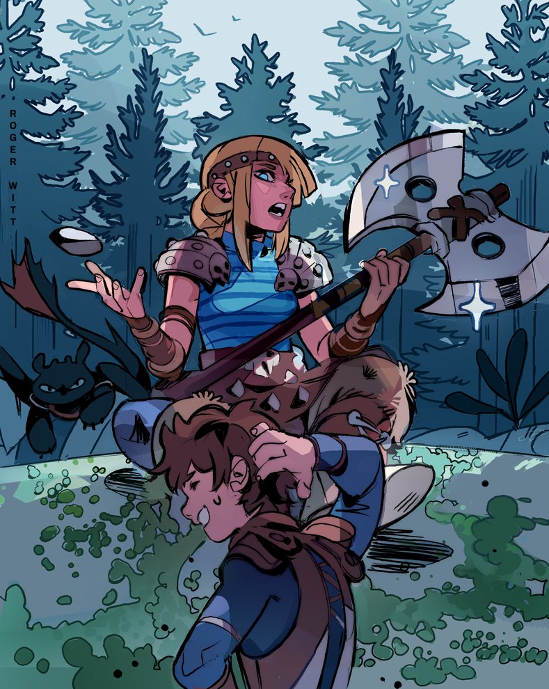 toothless, astrid hofferson, and hiccup horrendous haddock iii (how to train your dragon) drawn by rogerwitt