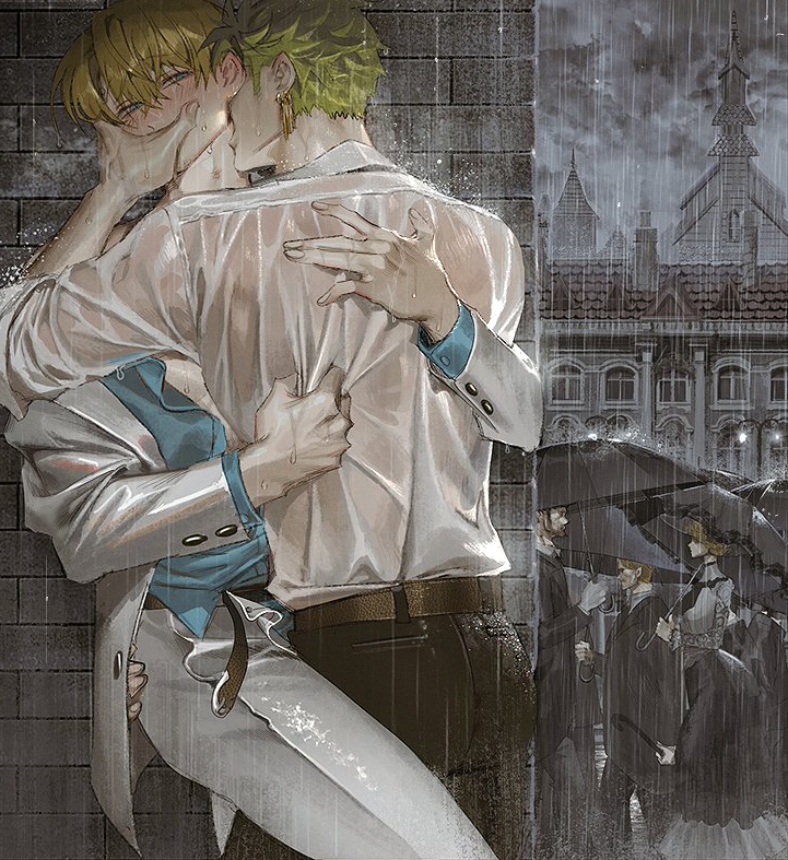 roronoa zoro and sanji (one piece) drawn by runa_(nori31291404)