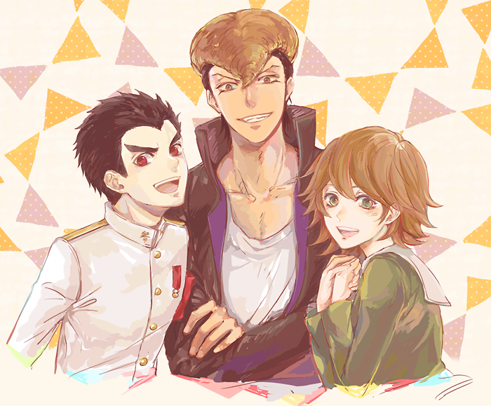 fujisaki chihiro, ishimaru kiyotaka, and owada mondo (danganronpa and 1 more) drawn by kuru_(kzyr)