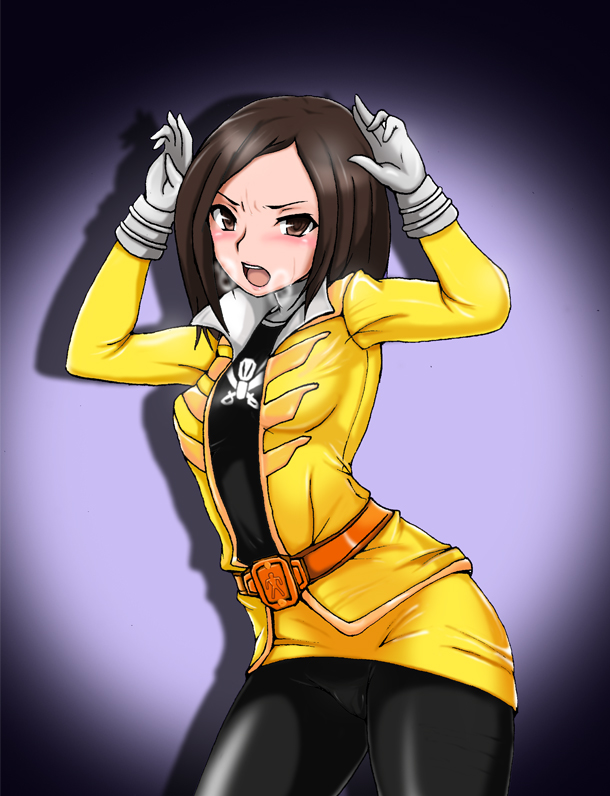 luka millfy and gokai yellow (super sentai and 1 more) drawn by midori_(bar_midori)