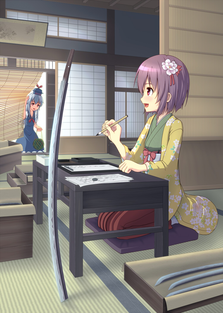 kamishirasawa keine and hieda no akyuu (touhou) drawn by yamaneko_(lige)