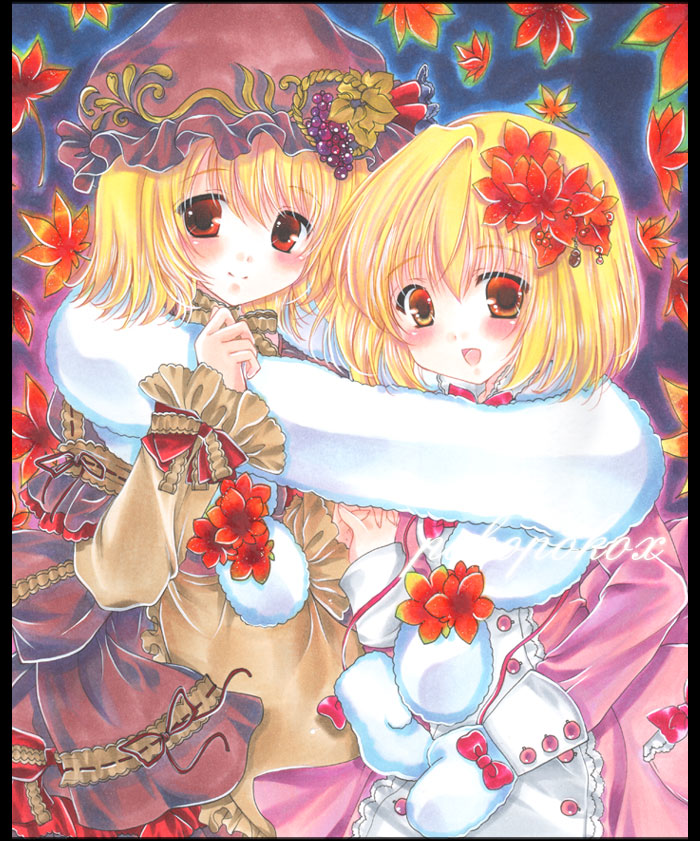 aki minoriko and aki shizuha (touhou) drawn by pekopokox